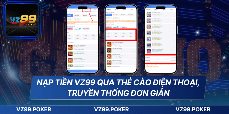 Nạp tiền VZ99 qua thẻ cào điện thoại